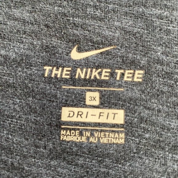 Nike- Blue Dri-Fit Short Sleeve 3X Round-neck T-Shirt, Large Swoosh on Chest - Picture 3 of 4